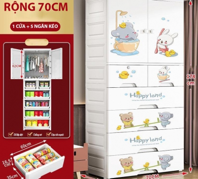 Tủ Nhựa Đựng Đồ Dùng 6 Tầng Chú Voi