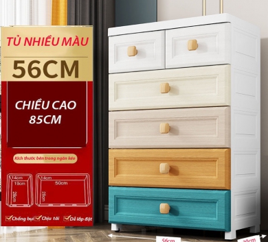 Tủ nhựa đựng đồ, đựng quần áo nhựa nhiều tầng cho bé có bánh xe, chịu lực lớn